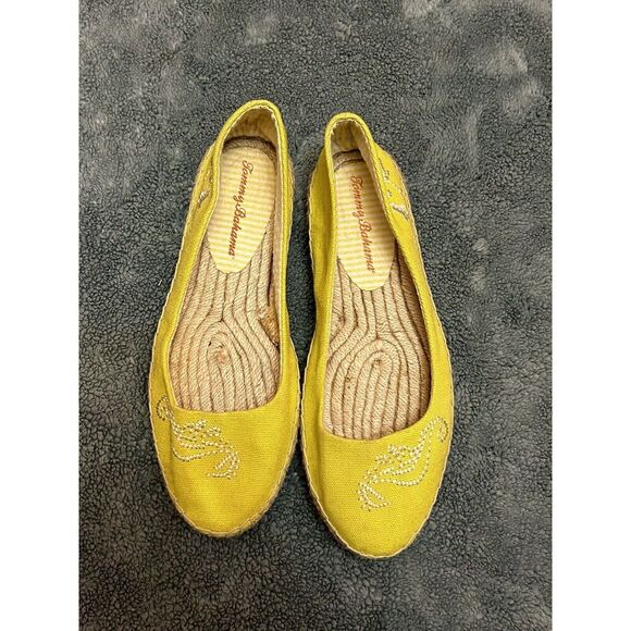 Tommy Bahama Espadrilles Yellow Closed Toe Slid On Flats Size 8 Preppy Women’s - Picture 7 of 9